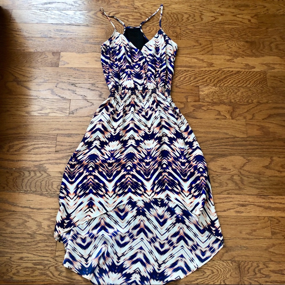 -PARKER- silk multicolored high-low dress